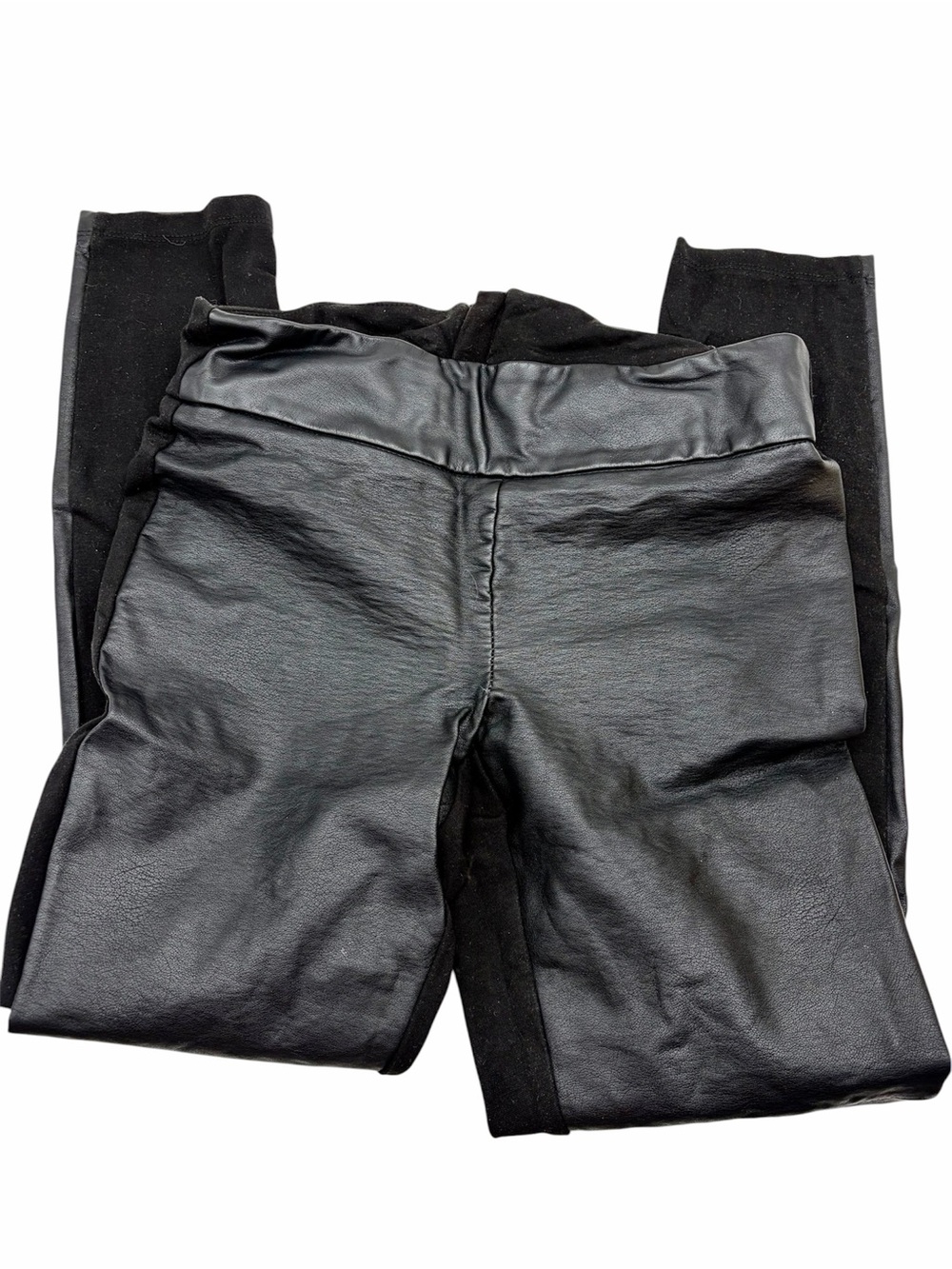 Princess Vera Wang Juniors Skinny Pants – Black Faux Leather Front, Stretch Back